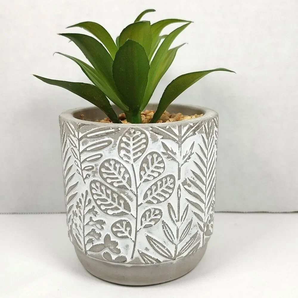 Old East Main Co Neutral Tranquility Artificial Succulent Potted Plant Pebbles
